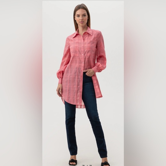 Trina Turk Aisling Print Long Sleeve Shirtdress. Size Medium - Picture 3 of 14